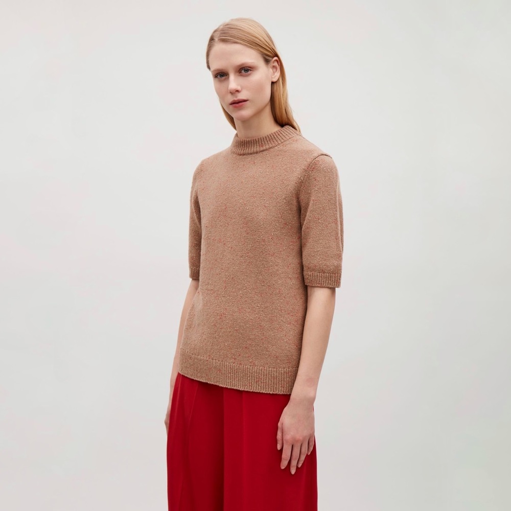 Cos Speckle Knit Light-Brown Short-sleeve Sweater